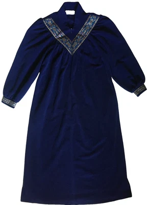 Camisón largo vintage Vanity Fair azul medianoche polar talla pequeña Foto 1 de 4