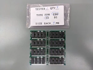 (4) 4MB EDO SIMMs, 72-pin RAM Memory Sticks (16MB Total) F12G4S4B - Picture 1 of 3