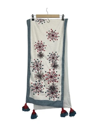 Williamstown Home Firework Beaded Patriotic Table Runner 16x72 4th Of July - Image 1 of 4