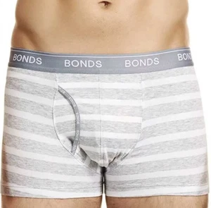 4 x Mens Bonds Striped Guyfront Trunks Underwear White/Grey Mzuqi - Picture 1 of 2