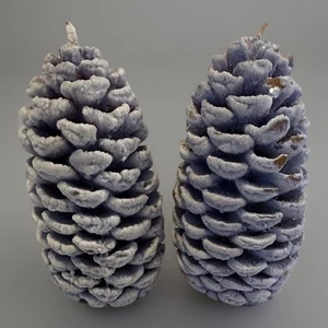 Mattierte Tannenzapfen Weihnachtskerzen 2er Set nicht benutzt 6" hoch Vintage - Bild 1 von 11