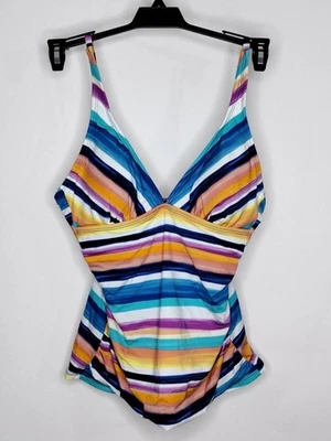 Nuevo con etiquetas Liz Claiborne Swim Tankini Multicolor Elástico Rayas Correa de Espagueti y Sujetador Foto 1 de 2