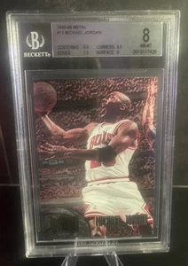 Fleer Metal 1995-96 - Michael Jordan #13 BGS 8 casi nuevo-como nuevo NBA - Imagen 1 de 2