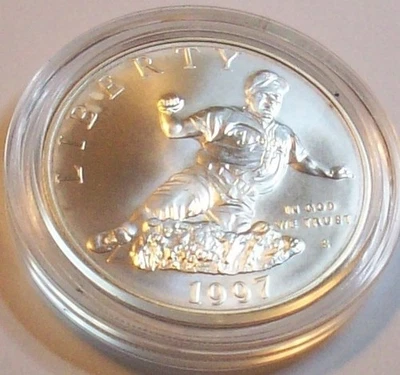 1997 S JACKIE ROBINSON KEY ONLY 30K MT 90% SILVER DOLLAR COMMEMORATIVE LOT MS - Image 1 of 2