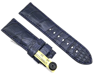 Real Crocodile Wrist Watch Band Fitting for Panerai 24mm Blue Folding Clasp /47 - Picture 1 of 4