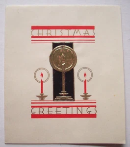Kerzen geprägt Art Deco Vintage Weihnachtsgrußkarte *XX23 - Bild 1 von 4