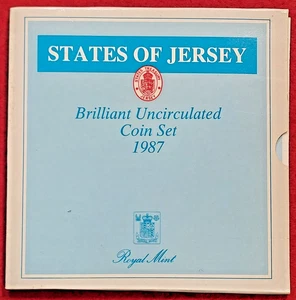 JERSEY 1987 BRILLIANT UNCIRCULATED 7 COIN COLLECTION SEALED ROYAL MINT PACK - Picture 1 of 6