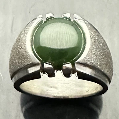 MJG 纯银经典男式戒指 12 毫米圆形天然玉米。 尺寸 10 — 第 1/4 张图片