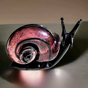 Murano Italian Blown Glass Snail 3x2" Collectors Iridescent Table Decor - Picture 1 of 12