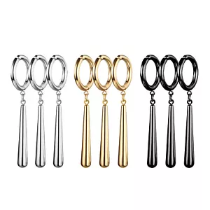 3pcs Zoro Cosplay Earrings Men Dangle Hoop Stainless Steel Non-Pierced Ear Clips - Picture 1 of 24