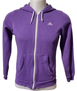Adidas Jacket Hoodie Women's Medium Full Zip Pockets Embroidered Logo Purple - Picture 1 of 14