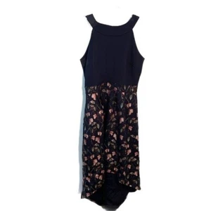 Enfocus Studio Women’s Size 8 Sleeveless High Low Dress Navy Blush Floral High - Picture 1 of 12