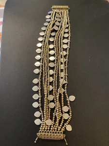 Bracciale Marca Fortunata 9 Ciondoli Multi Filo Tono Oro Argento Chiusura Magnetica 8” - Foto 1 di 6