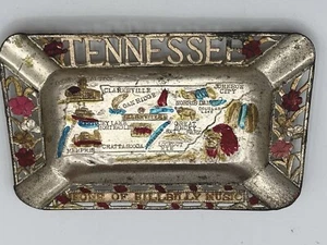 Posacenere souvenir vintage Stato del TENNESSEE dipinto a mano latta metallo Giappone - Foto 1 di 9