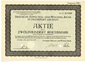 Deutsche Effecten und Wechsel Bank 1927 Frankfurt am Main Warburg - Picture 1 of 1