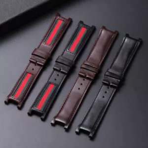 16 20 22MM REPLACMENT LEATHER WATCH STRAP BAND FOR GUCCI YA13309 WATCH BLACK - Picture 1 of 22