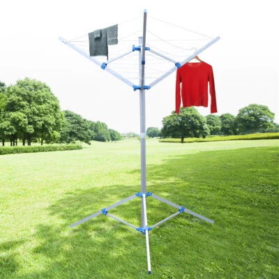 3-Arm Folding Umbrella Style Laundry Dryer Clothes Drying Rack Outdoor Portable - Image 1 of 4
