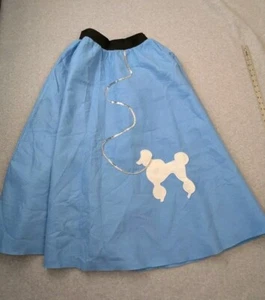 Poodle Skirt 50s Sock Hop Felt Blue Grease Costume W 26" - 34" L 33" Made USA - Picture 1 of 13