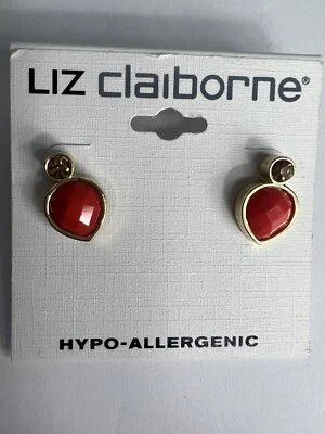 Pendientes Liz Claiborne piedras hipoalergénicas de oro rojo  Foto 1 de 4