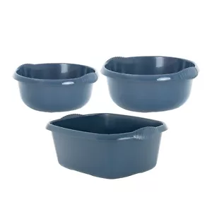 (Set of 3) Washing Up Bowls Multi Purpose Cleaning Tools Kitchen Organiser -Navy - Picture 1 of 18