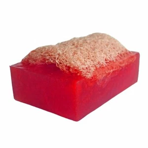Handmade Luffa Embedded Soap CHERRY ALMOND Moisturizing Loofah Loofa 4 oz Bar - Picture 1 of 1