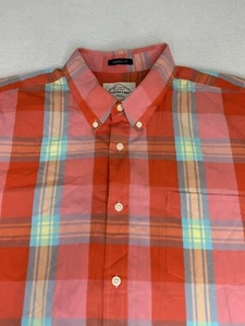 St John's Bay Classic Fit Men's Button Down Shirt XXL Orange Plaid Size 2XL - Picture 1 of 9