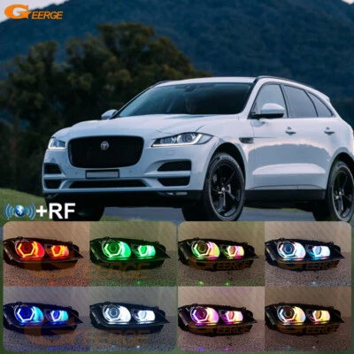 For Jaguar XJ XJR XF XE F-Pace BT APP Dynamic RGB LED Angel Eyes Hex Halo Rings - Image 1 of 4