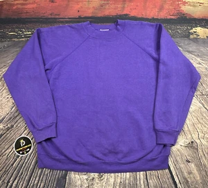 VTG Sweatshirt Sweater Mens Medium Blank Raglan Faded Purple Crewneck Skater 90s - Picture 1 of 11