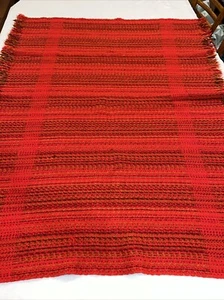 Vintage Pure Wool Blanket Fringed New Zealand Red 44x55 Woolrest Cabin Football - Picture 1 of 8