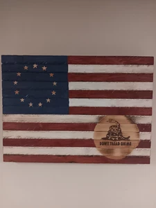 Rustic American Flag Betsy Ross/Don't Tread On Me  - Picture 1 of 4