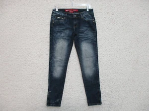 Red Rivet Jeans 5 Womens Juniors Size Blue Denim Skinny Ankle Zip Dark Wash Logo - Picture 1 of 11