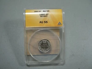 Great Britain 1885 6P Pence ANACS AU 55 Silver 6d - Picture 1 of 8