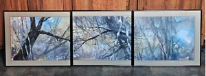 Teri Thomas Gilfilen Original Watercolor Landscape Triptych Wake of the Woodland - Picture 1 of 15