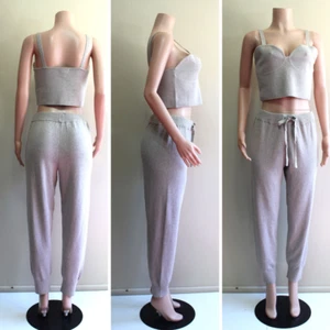 Kardashian Yoga Style 2 Pc H&M Pants + Bra Top M L Gray Heather Knit NWT - Picture 1 of 12