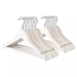20x White Wooden Kid's Hangers Baby Children Coat Clothes Hanger Trouser Bar - Picture 1 of 7