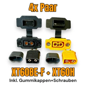 4 Paar Gelb Schwarz XT60BE-F Einbaustecker, Gummikappe, Schrauben + XT60H Buchse - Bild 1 von 21