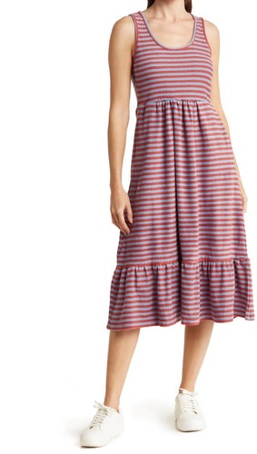 VETEMENTS MAISIE BEAU TAGLIA: XS Maxi abito a righe corpetto da serbatoio e più livelli NUOVO!