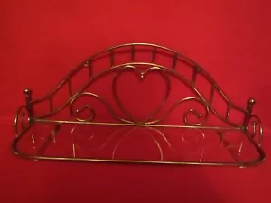 Estante de pared superior de vidrio en forma de corazón de metal Homco vintage 19" L x 7" H x 51/2" W - Imagen 1 de 7