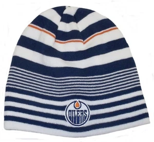 Reebok Edmonton Oilers Cuffless Striped Knit Hat - Picture 1 of 2