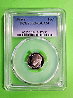 1988 S Roosevelt Dime Proof PCGS PF69 DCam - Image 1 of 2