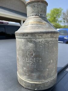Vintage ANTIQUE Old Tavern Metal  MILK CREAM CAN JUG PAIL CONTAINER BUCKET 6 Qts