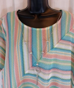 Camicetta casual da donna Alfred Dunner taglia 3X a righe traspirante accento collana - Foto 1 di 16