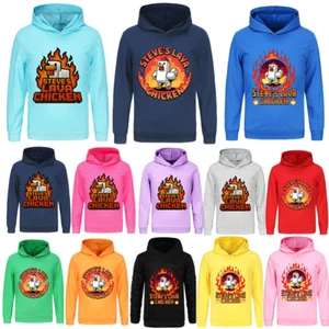 STEVE'S LAVA CHICKEN Boys Girls Casual Hoodie Hooded Sweatshirt Tops Kids Jumper - Picture 1 of 61
