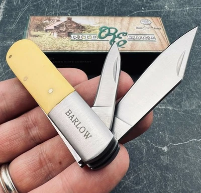 Rite Edge Yellow Handles 2 Blade Folding Pocket Barlow Pen Knife Brand New - Image 1 of 4