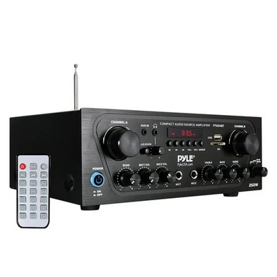 Pyle Amplifier Stereo Receiver Bluetooth Home Audio 250 Watt 2 Channel Amplifier - Image 1 of 4