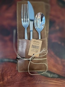 Four Piece Cutlery Sleeve Rustic 100% High Quality Leather - Picture 1 of 9