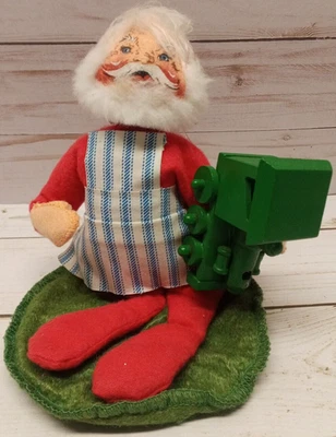 Tren de madera verde Annalee Santa Holding de colección 6" de alto 1963 hecho en EE. UU. Navidad Foto 1 de 4