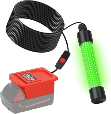 LED Underwater Green Fishing Light Compatible for Milwaukee M18 Battery, 13W 130 Foto 1 de 4