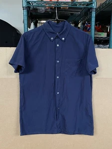 APC Rue Madame Paris Short Sleeve Button Up Shirt Men's Small Navy Blue - Picture 1 of 8