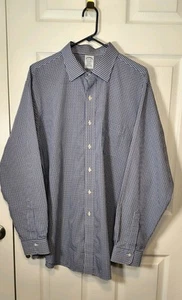 Camicia Brooks Brothers Regent blu bianca manica lunga uomo taglia 17 1/2 -36 - Foto 1 di 5
